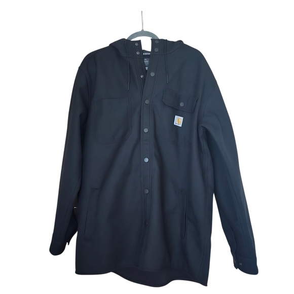 Carhartt Men's Relaxed Fit Rain defender in Black hooded jacket weather Proof - Picture 2 of 12